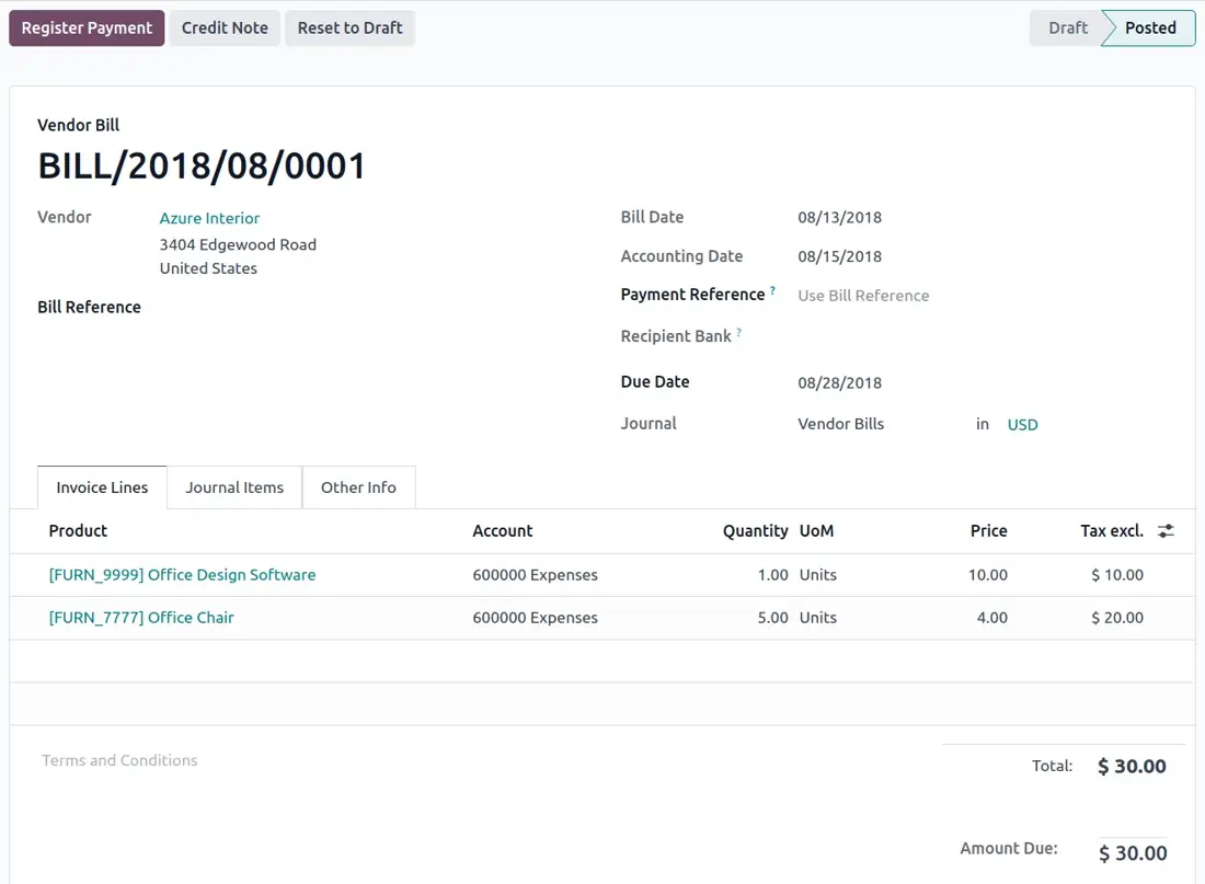 Factura en Odoo Contabilidad